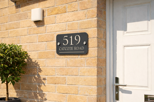 Personalised Contemporary Address Plaque – Custom Street & House Sign
