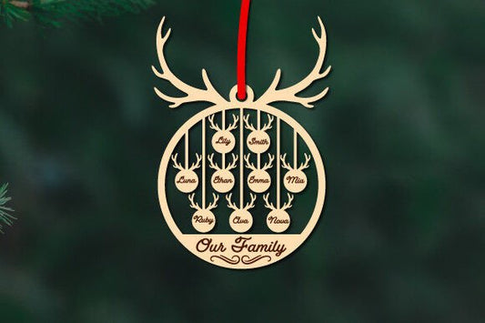 Christmas Family Name Ornament - Antlers