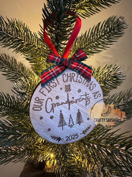 Grandparents’ First Christmas Bauble – Personalised 2025 Keepsake Ornament