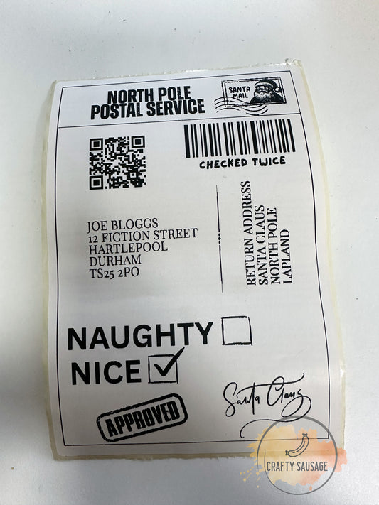 Personalised Santa Postage Labels — North Pole Delivery from Santa (Nice List Approved)