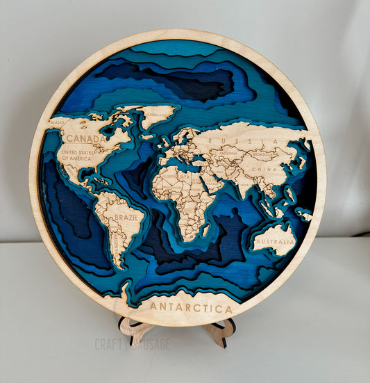 Multi-Layer World Map Plaque