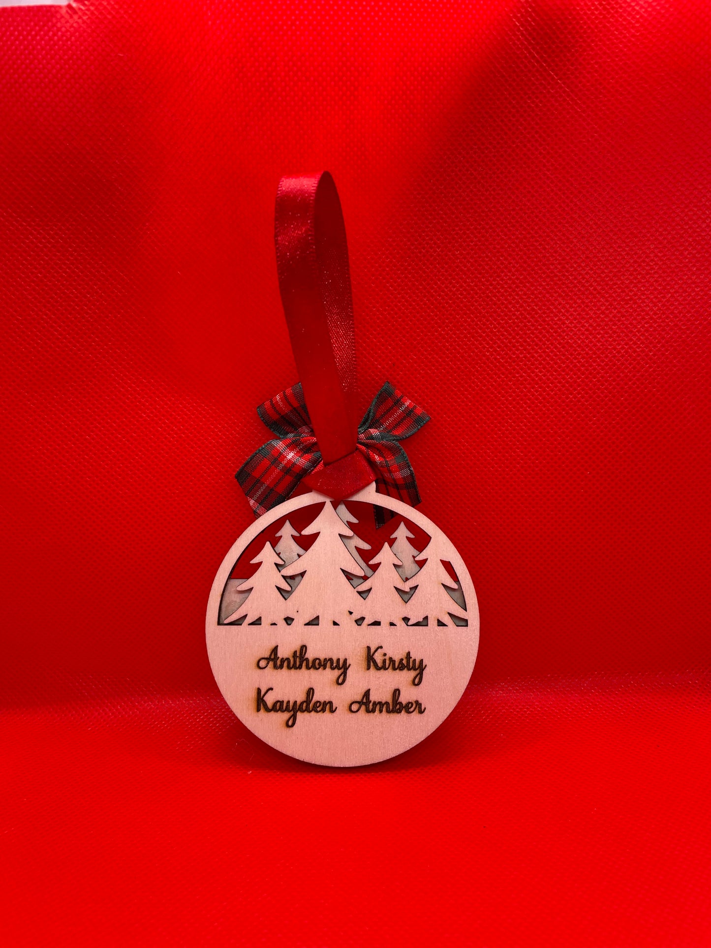 Family Name Personalised 3d layered wooden bauble