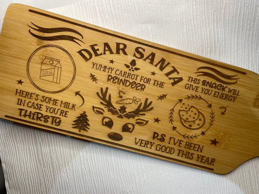Santa wooden Christmas Eve tray, fully engraved