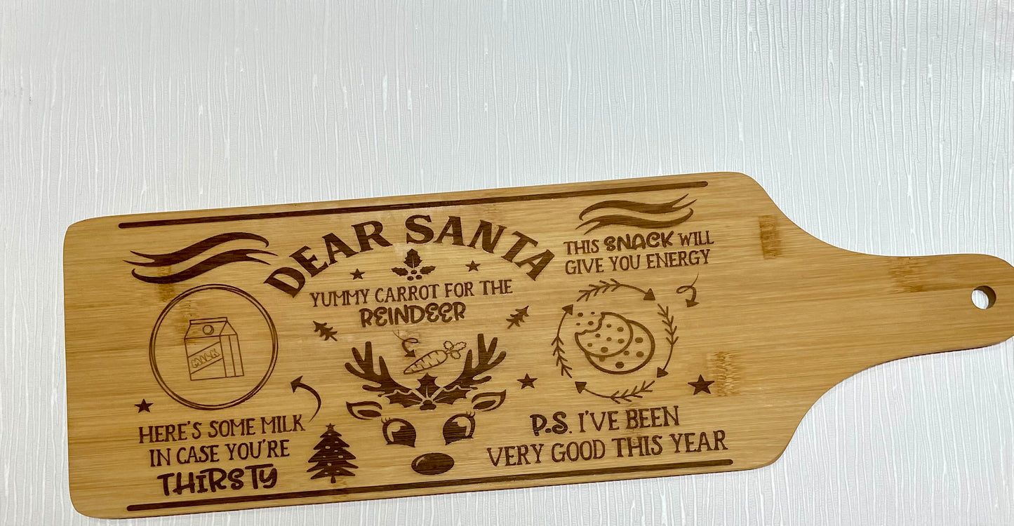 Santa wooden Christmas Eve tray, fully engraved