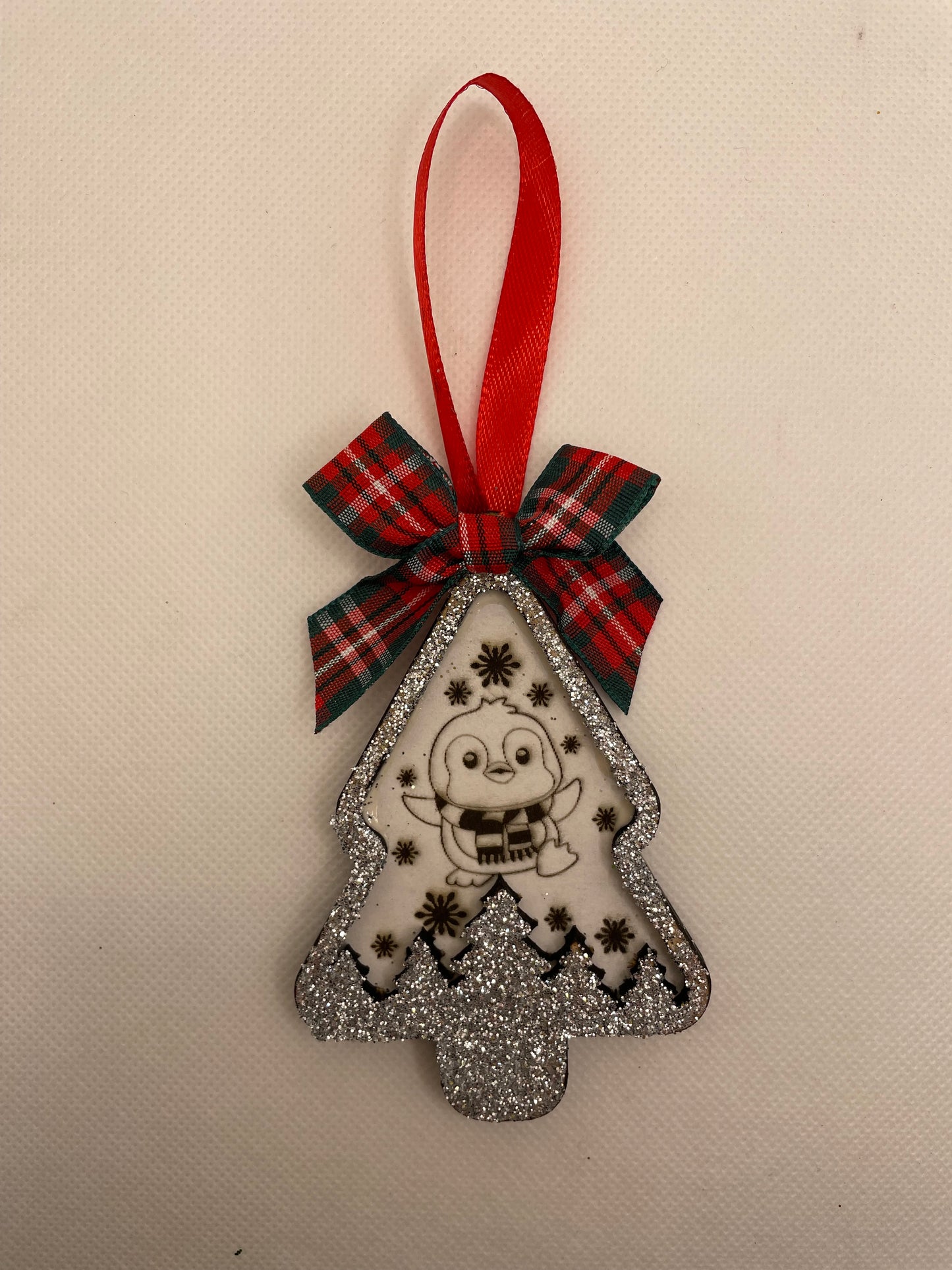 Glittered Tree Penguin Bauble