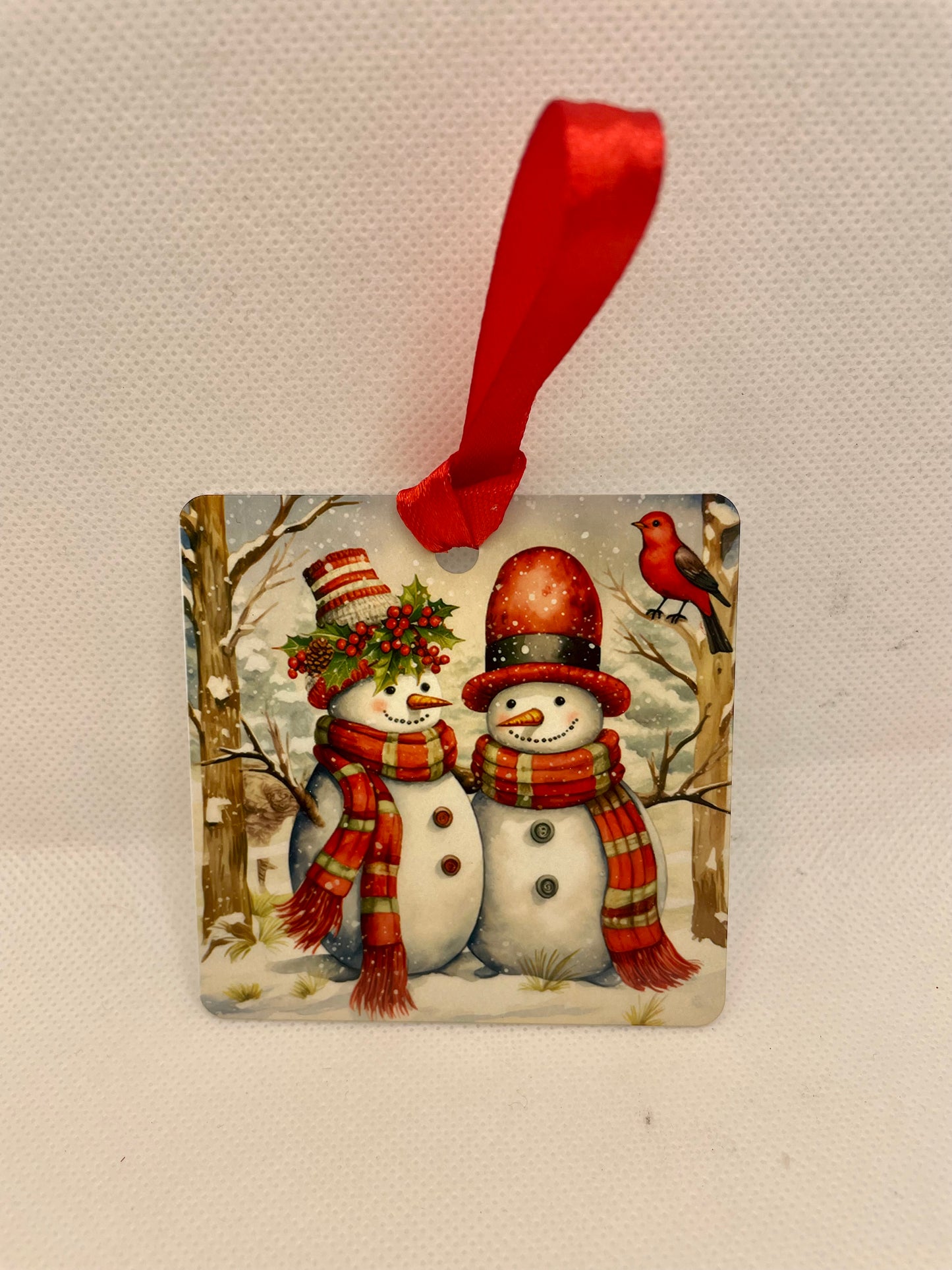 Cute Snowman Couple Christmas Ornaments, Christmas Tree Decoration