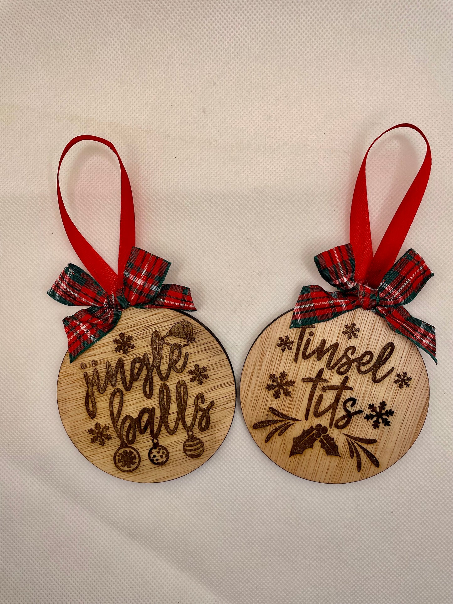 Naughty Saying Baubles, Tinsel Tits or Jingle Balls Bauble