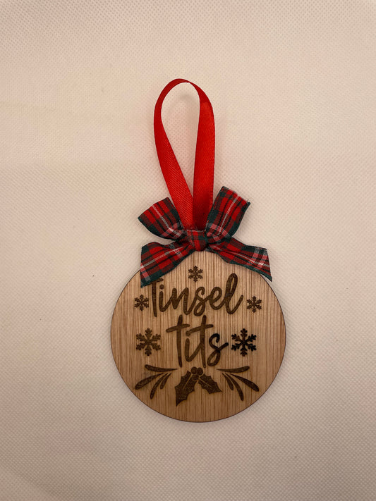 Naughty Saying Baubles, Tinsel Tits or Jingle Balls Bauble