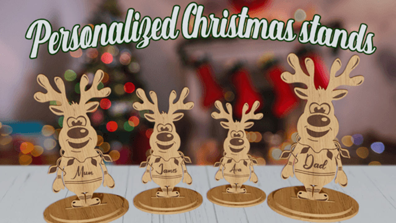 Personalised Freestanding Reindeer Table Place Holder