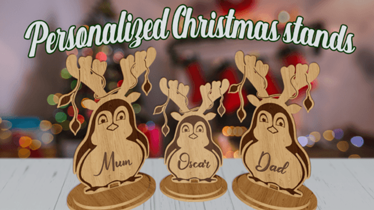 Personalised Freestanding Penguin Table Place Holder