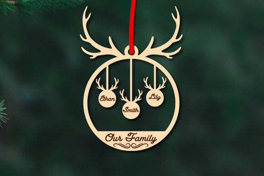 Christmas Family Name Ornament - Antlers