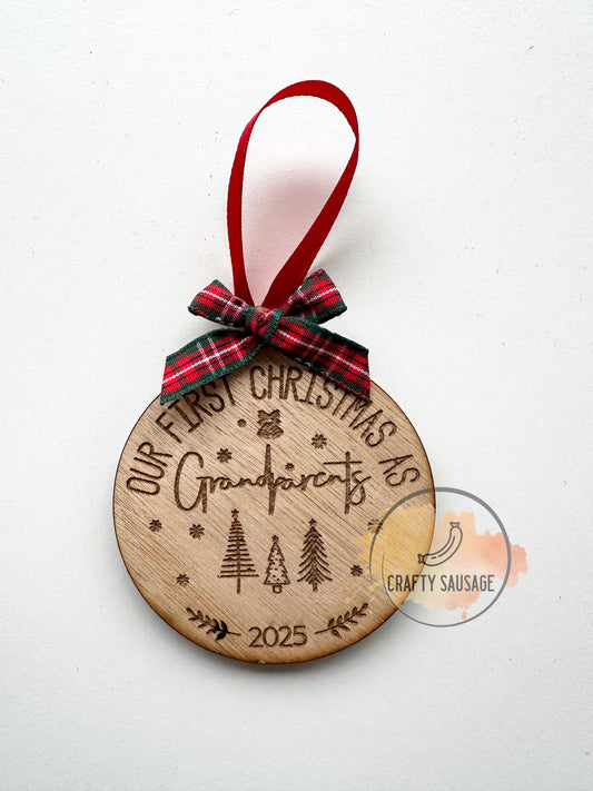 Grandparents’ First Christmas Bauble – Personalised 2025 Keepsake Ornament