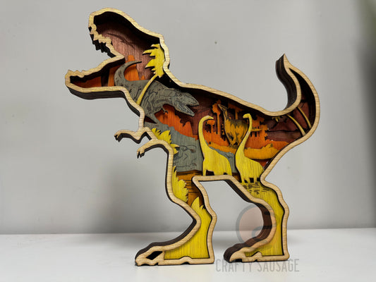 3D Layered Dinosaur Scene