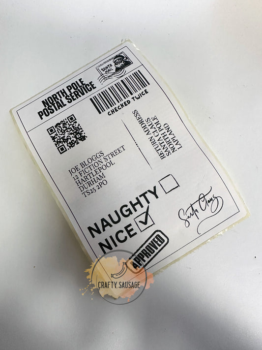 Personalised Santa Postage Labels — North Pole Delivery from Santa (Nice List Approved)