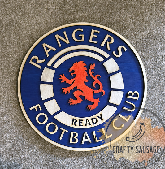 Rangers FC Inspired 3D Wooden Crest – Multi-Layered Football Wall Art – Glasgow Rangers Gift for Him – Ibrox Decor