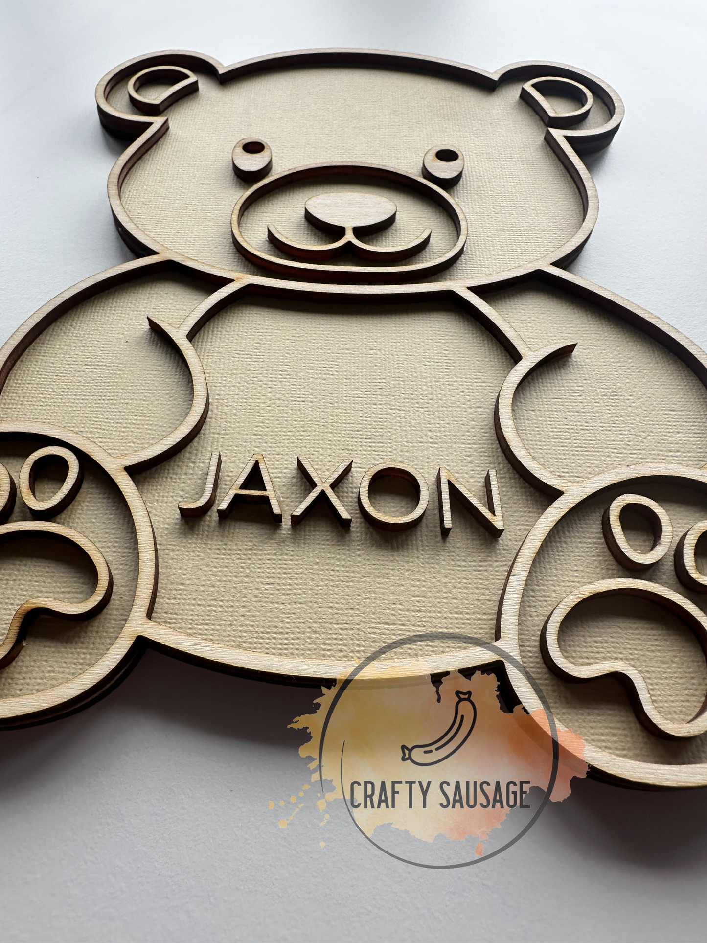 Personalised Teddy Bear Nursery Door Sign – Wooden Baby Name Plaque – Custom Laser Cut Wall Decor – Baby Shower Gift