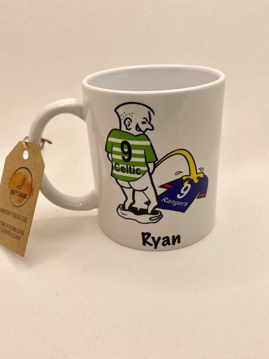 Personalised Funny Mug - Celtic Rangers Pee Coffee, Tea, Mug Cup. Funny Rude Football Gift
