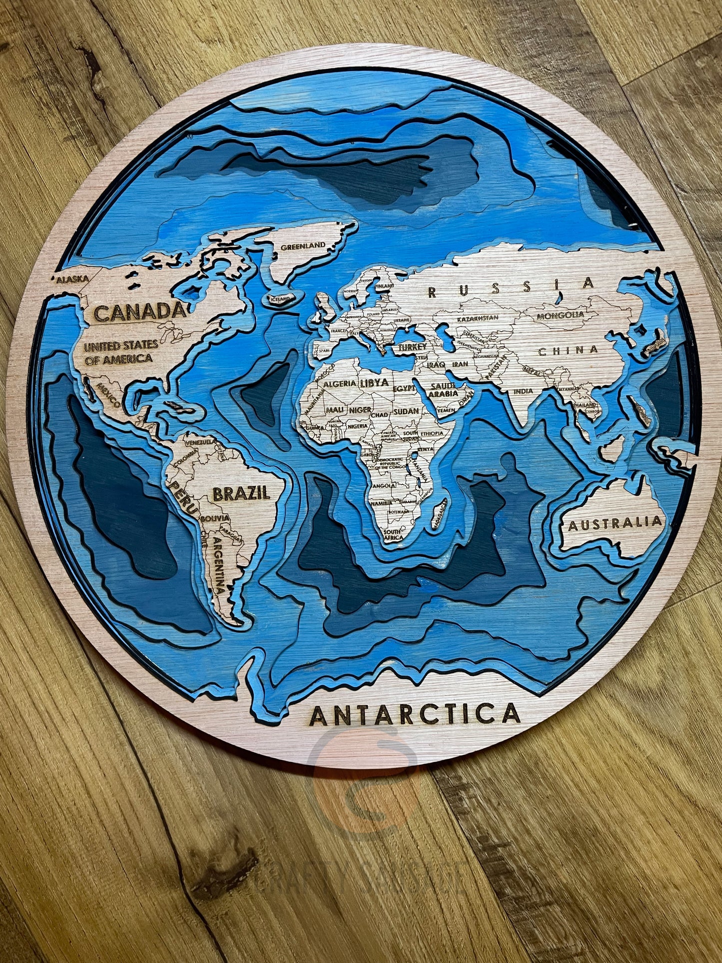 Multi-Layer World Map Plaque