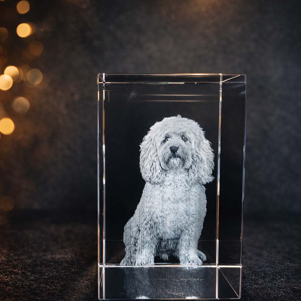 Personalised 3D Crystal K9 Glass Cube – Engraved Photo Keepsake