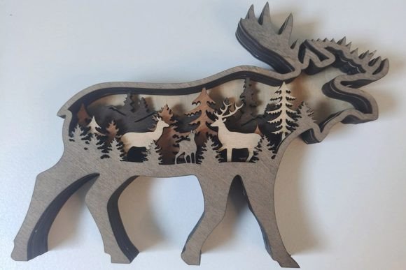Multi-Layer 3D Wooden Elk
