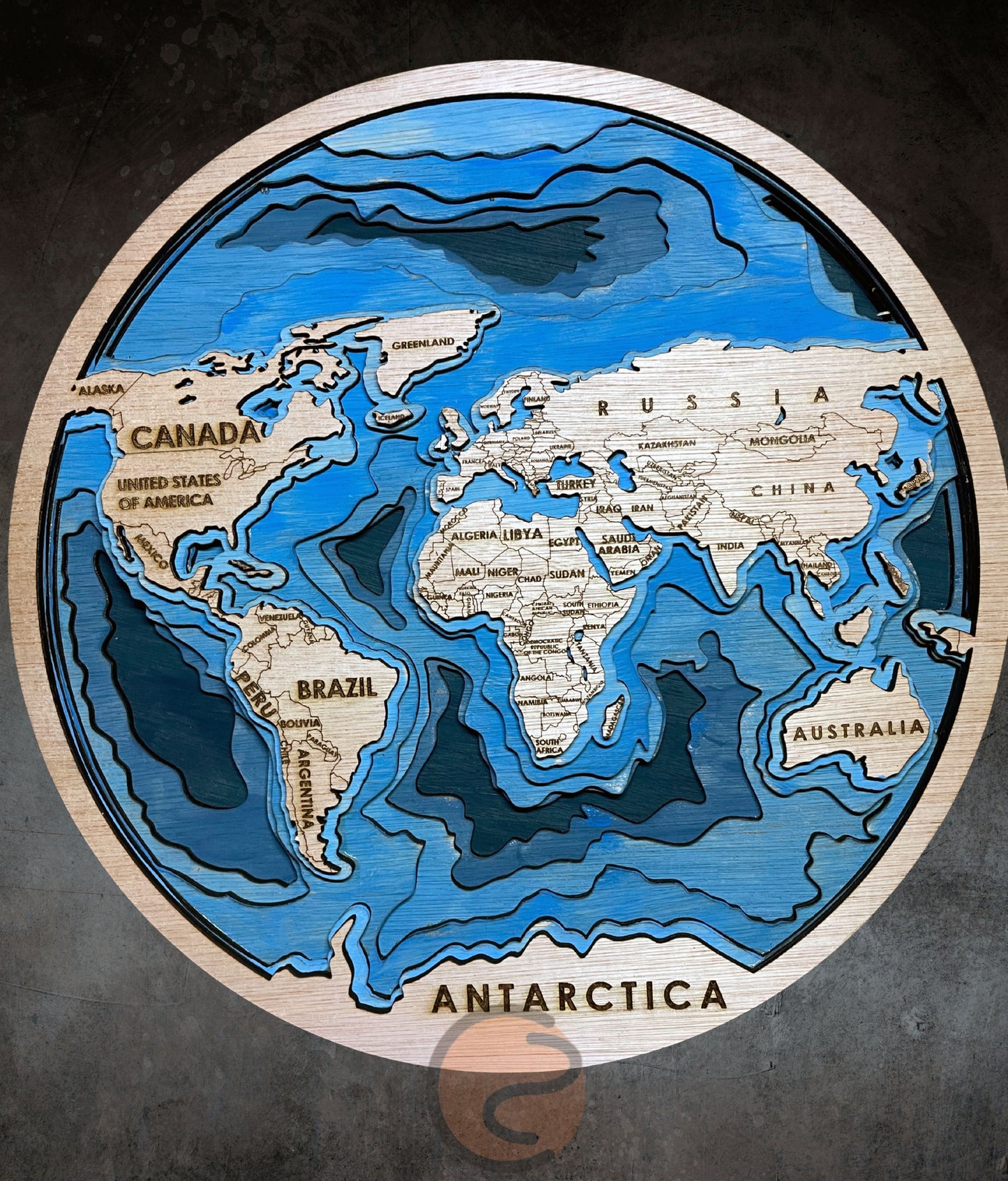 Multi-Layer World Map Plaque